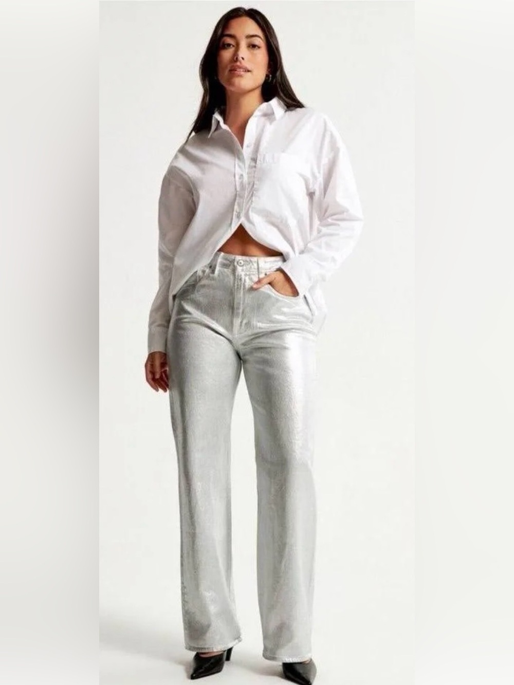 Abercrombie & Fitch The 90’s Relaxed Jean High Rise Metallic NWT 31/ 12s